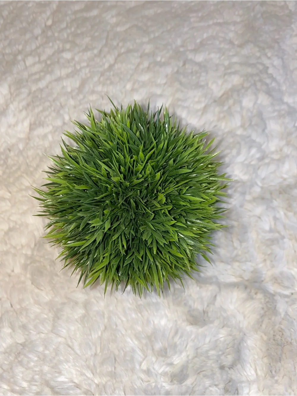 Green Faux Topiary Ball in Textured White Planter - Home Accents